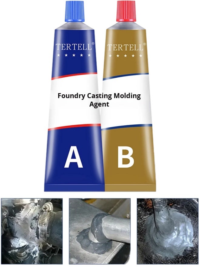 TERTELL 50g High Strength Industrial AB Epoxy Adhesive Glue by Tertell – Heavy Duty Cold Welding Metal Repair Casting Compound for Iron, Steel, Aluminum, Copper & All Metals – Strong Leak Sealant Waterproof Heat & Cold Resistant Epoxy for Plastic, Wood, Glass, Ceramic & PVC – Professional Repair Adhesive for Automotive Radiator, Water Tank, Pipes, Cracks, Holes & Industrial Maintenance Applications - Image 1